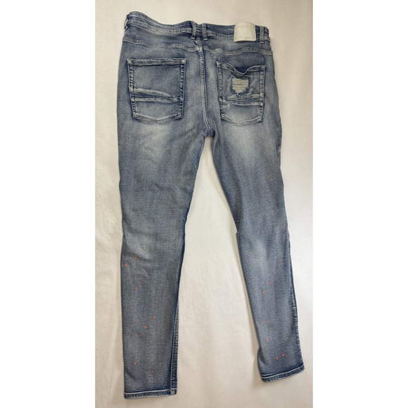 Switch Remarkable Stacked Jeans Streetwear Distressed Slim Taper Fit Paint 40*34 - Picture 7 of 9